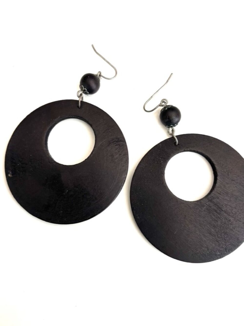 Mid Century Modern / 60's Bohemium Earrings / MAtte Black